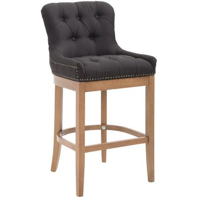 CLP Tabouret de bar Lakewood tissu Pi&egrave;tement antique clair , Noir