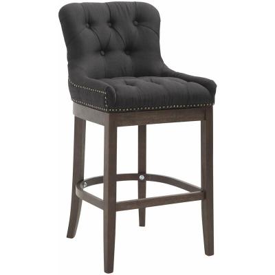 CLP Tabouret de bar Lakewood tissu Pi&egrave;tement antique , Noir