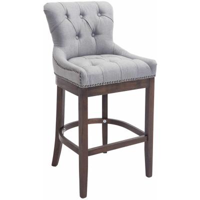 CLP Tabouret de bar Lakewood tissu Pi&egrave;tement antique , Gris clair