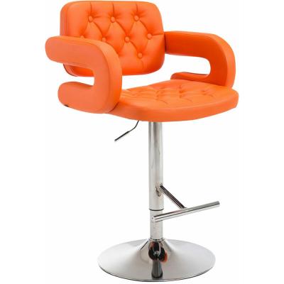 Tabouret de bar dublin similicuir avec pied en m&eacute;tal , orange/chrome