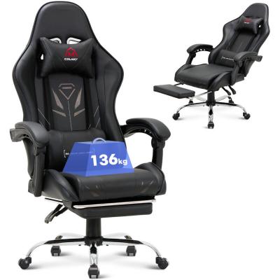 Chaise gaming ergonomique, avec repose-pieds, capacit&eacute; de charge maximale 136kg-Noir