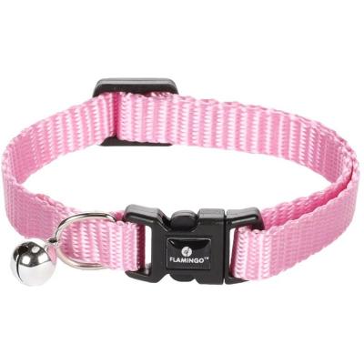 KARLIE Collier r&eacute;glable de 19 &agrave; 30 cm rose avec clochette pour chat