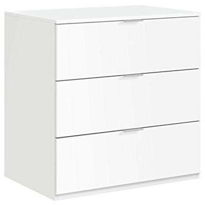 Commode &agrave; 3 tiroirs coloris blanc - 77 cm (longueur) x 80 cm (hauteur) x 38 cm (profondeur)