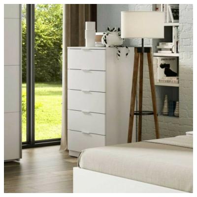 Commode &agrave; cinq tiroirs, coloris blanc, 60 x 110 x 40 cm.