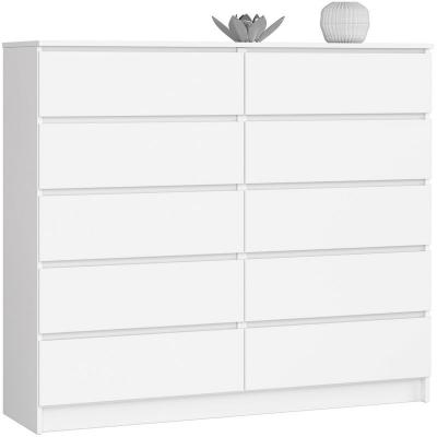 Commode akord k140 blanche 138 cm 10 tiroirs fa&ccedil;ade blanche 138x40x121 cm
