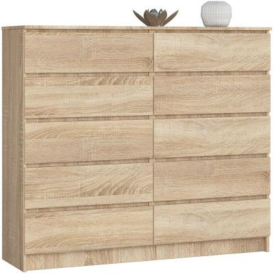 Akord - Commode K140 Ch&ecirc;ne Sonoma 138 cm 10 tiroirs fa&ccedil;ade Ch&ecirc;ne Sonoma 138x40x121 cm