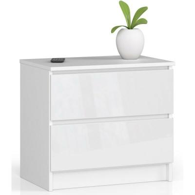 Commode akord k60 blanche 60 cm 2 tiroirs fa&ccedil;ade blanche brillante 60x40x55 cm
