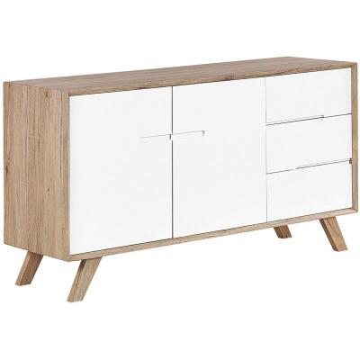 Commode au style moderne avec 3 tiroirs et 2 compartiments &agrave; portes