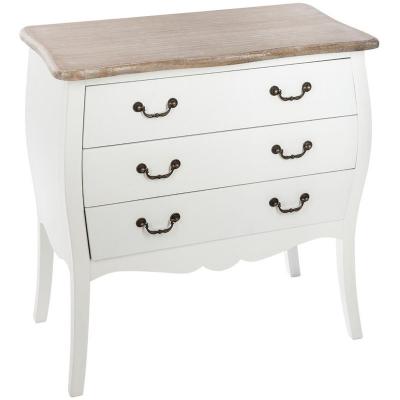 Commode de rangement en MDF et pin, coloris blanc - Dim : L.75 x l.38 x H.76 cm -
