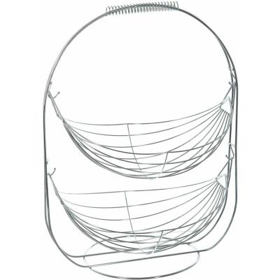 PARIS PRIX Secret de Gourmet - Corbeille &agrave; fruits Double - H. 45 cm - Argent