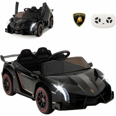 COSTWAY  12v Lamborghini Voiture Electrique Enfants Avec T&eacute;l&eacute;commande 2,4g,d&eacute;marrage Lent, Charge 30kg Pour 3-8 Ans Noir