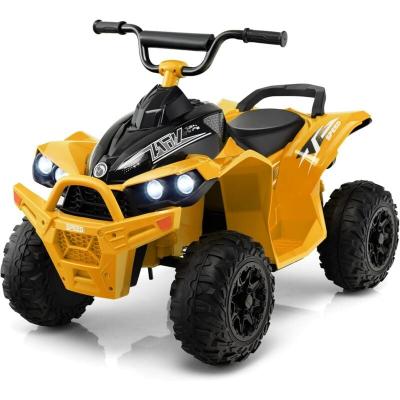 COSTWAY  Quad Electrique pour Enfants 12V7Ah LED Musique Klaxon Roues Larges pour Enfants 3 &agrave; 8 ans 96 x 58 x 70 cm Jaune 