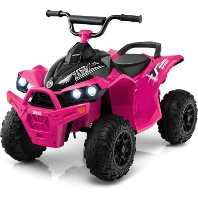 COSTWAY  Quad Electrique pour Enfants 12V7Ah LED Musique Klaxon Roues Larges pour Enfants 3 &agrave; 8 ans 96 x 58 x 70 cm Rose 