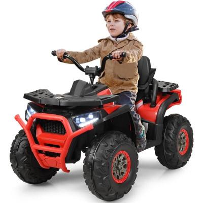 COSTWAY 12V Quad Electrique Enfants avec Lumi&egrave;res LED et Musique V&eacute;hicule Electrique Enfants avec 2 Vitesses Charge 50kg pour 3 Ans+ Rouge