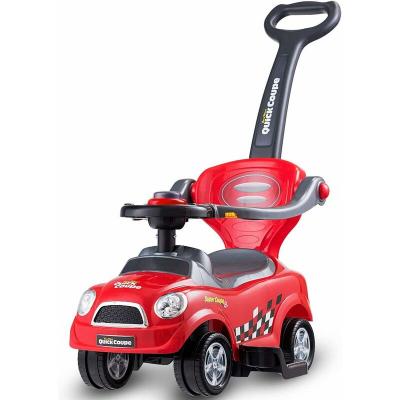 COSTWAY 3 en 1 Porteur Enfants Voiture &agrave; Pousser avec Garde-corps Volant Espace de Rangement Klaxon Anti-basculement 2-6 Ans rouge