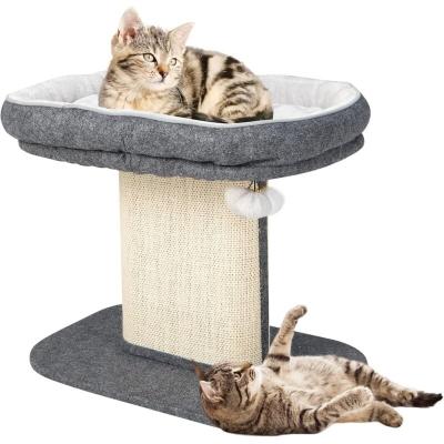 COSTWAY Arbre &agrave; Chat en Forme de Tour avec Lit Grand Perchoir en Peluche Tour &agrave; Gratter en Sisal pour Chaton Balle Interactive Gris