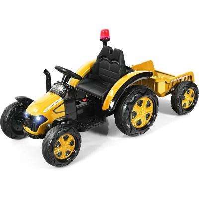 COSTWAY Tracteur Electrique avec T&eacute;l&eacute;commande 2.4G 12V 7AH Vitesse : 3-8 km/h MP3 Port USB pour Enfants de 3 &agrave; 8 Ans Noir