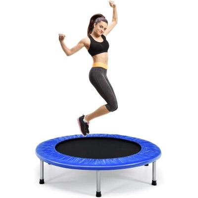 COSTWAY  Trampoline de Fitness Pliable Enfant &Oslash;955CM Charge Max 150KG avec 32 Ressorts avec Boucle Housse de Protection en PVC Bleu 
