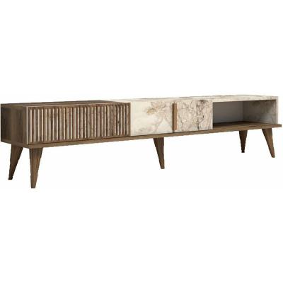 COTECOSY Wooden Art Meuble TV Milan noyer/blanc - 180x40x35 cm T.U