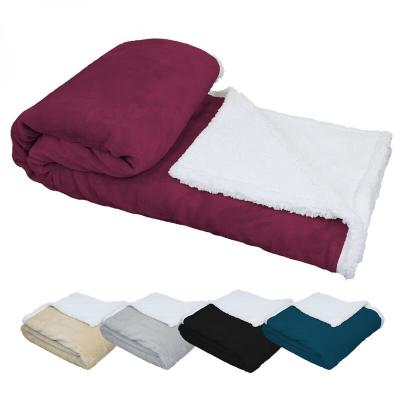 VIVEZEN Couverture, plaid polaire 220 x 240 cm en flanelle et sherpa ultra doux - Prune