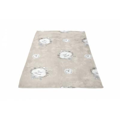 Soleil d'ocre Esprit de Famille Couverture, Polyester, Ecru, 220x240 cm