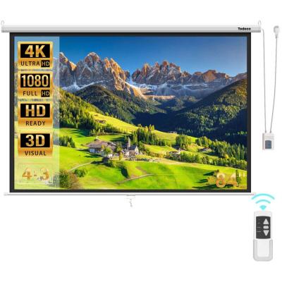TODECO &Eacute;cran de projection moteur 84 pouces, &eacute;cran de moteur avec t&eacute;l&eacute;commande, fixation mur ou plafond, pour home cin&eacute;ma et entreprise, 128 x 170 cm, formats 4:3, hd 4k