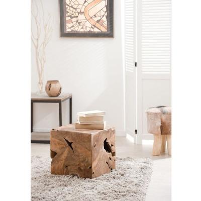 MACABANE ERIS - Cube bois nature en teck