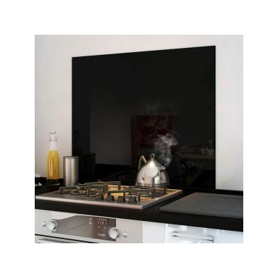 CUISISSIMO  - Cr&eacute;dence cuisine fond de hotte verre brillant - Noir l 90 x h 70 cm