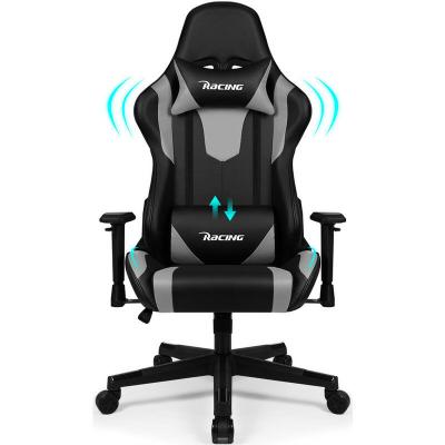 HOMIMASTER Chaise Gaming, Charge 150KG Fauteuil Gamer Ergonomique Assise de 53CM, Appui-Tete, Coussin Lombaire et Accoudoirs R&eacute;glables, Noire et Grise 