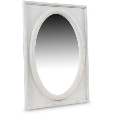 DECORATION D AUTREFOIS Miroir ancien oval vertical bois cerus&eacute;