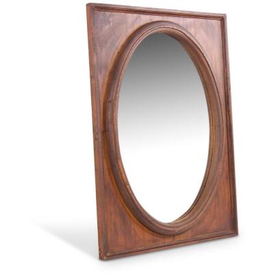 DECORATION D AUTREFOIS Miroir ancien oval vertical bois
