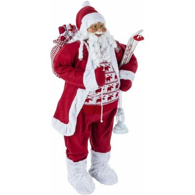 CED D&eacute;coration figurine p&egrave;re no&euml;l debout - h. 124 cm - rouge
