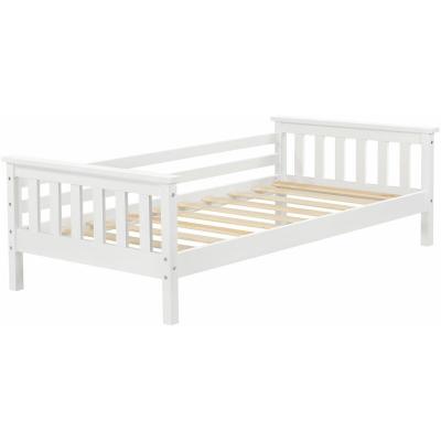 DECOSHOP26 Lit pour enfant avec soier &agrave; lattes en bois de pin blanc 80 par 160