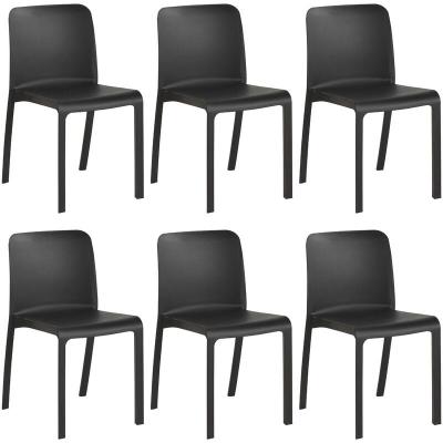 SHAF Pack de 6 chaises design en r&eacute;sine recycl&eacute;e anthracite