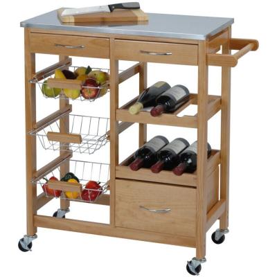 Excellent Houseware - Chariot de cuisine marron 66X36X76CM