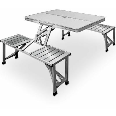 CASARIA&REG; Table de pique-nique portable - Aluminium - Malette - emplacement parasol