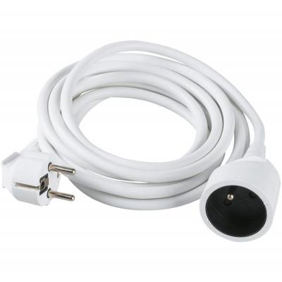 DHOME Rallonge &eacute;lectrique blanche 2P+T - C&acirc;ble 3G1,5 mm&sup2; - 5 m - 