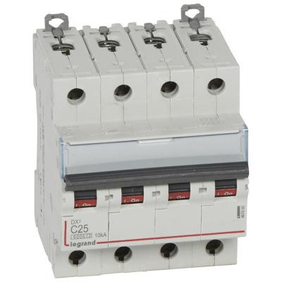 LEGRAND Disjoncteur DX&sup3; 6000 -vis/vis- 4P- 400V~-25A-courbeC-peigne HX&sup3; trad 4P - 4M