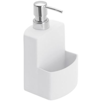 WENKO Distributeur rechargeable de liquide vaisselle avec porte &eacute;ponge  blanc