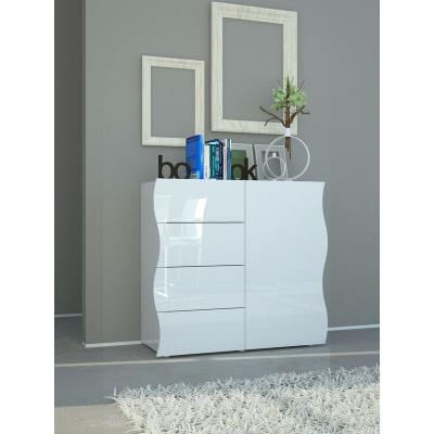 DMORA Buffet avec 1 porte effet bois blanc brillant 90x40 cm