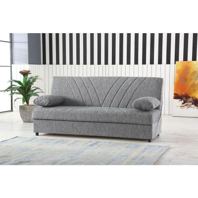 DMORA Alter Canap&eacute;-lit conteneur 3 places, avec 2 coussins, 181 x 81 x 88h cm, couleur gris