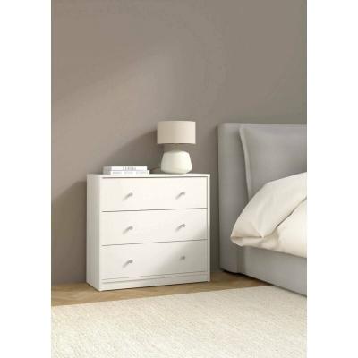 Commode &agrave; trois tiroirs, couleur blanche, 72,4 x 68,3 x 30,1 cm