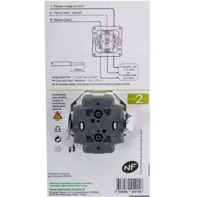SCHNEIDER ELECTRIC Double prise avec terre verticale Ovalis, blanc, 
