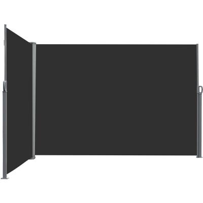 OUTSUNNY Brise-vue r&eacute;tractable double store lat&eacute;ral polyester gris noir