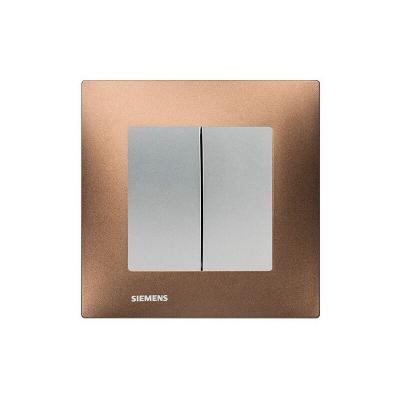 SIEMENS  - Double Va et Vient Silver Delta Viva + Plaque M&eacute;tal Marron