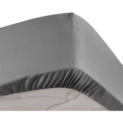 DOUCEUR D INTERIEUR Drap housse anthracite 180 x 200 cm en percale bonnet de 30 cm