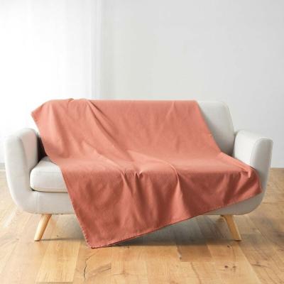 DOUCEUR D INTERIEUR Plaid Uni en Coton Lucile 220x240cm Rose