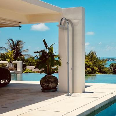 SINED Palau Douche De Piscine Courbe En Inox 316l Eau Froide Uniquement Inox Satine