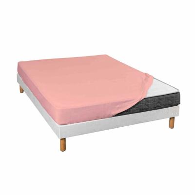 TERRE DE NUIT Drap housse jersey rose th&eacute; bonnet 30 cm 100% coton biologique 70/80x190/200