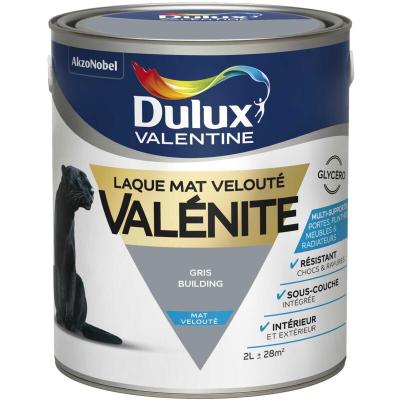 DULUX VALENTINE Laque Valenite - Multi-supports - Mat Veloute - Gris building - 2L
